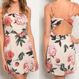 Peach floral open back summer dress